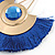 Statement Blue 'Fringe' Chandelier Drop Earrings In Gold Tone - 10.5cm Long - view 5