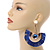 Statement Blue 'Fringe' Chandelier Drop Earrings In Gold Tone - 10.5cm Long - view 3