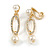 Stunning Clear Crystal Cream Faux Pearl Oval Drop Clip On Earrings In Gold Plating - 40mm Long - view 4