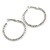 40mm Medium Silver Tone Twisted Hoop Earrings - view 7