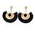 Statement Black 'Fringe' Chandelier Drop Earrings In Gold Tone - 10.5cm Long - view 7