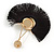 Statement Black 'Fringe' Chandelier Drop Earrings In Gold Tone - 10.5cm Long - view 6