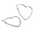 Slim Open Heart Hoop Earrings In Silver Tone Metal - 40mm Long - view 8