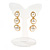 Striking White Faux Pearl Button Drop Clip On Earrings In Gold Plated Metal - 40mm Long - view 5