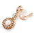 Striking Milky White/ Champagne Crystal Drop Clip On Earrings In Rose Gold Tone Metal - 35mm L - view 4
