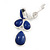 Stylish Blue Ink Acrylic Bead Drop Clip On Earrings In Silver Plated Finish - 38mm Tall - view 5