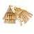 Stunning Crystal Triangular with Fringe Clip On Earrings In Gold Plated Finish - 40mm Long - view 2