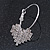 30mm Medium Romantic Hoop Earrings with Crystal Heart In Silver Tone Metal - view 5