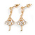 Delicate Clear Cz Ballerina Drop Earrings In Gold Tone - 30mm Long