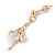Delicate Clear Cz Ballerina Drop Earrings In Gold Tone - 30mm Long - view 4