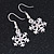 Christmas Fancy Crystal Snowflake Drop Earrings In Silver Tone Metal - 35mm Long