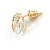 Small Clear Cz Heart Stud Earrings In Gold Tone - 10mm Across - view 5