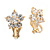 Small Clear Cz Flower Clip On Earrings in Gold Tone - 13mm Across - view 2
