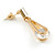Stylish Clear Cz Teardrop Earrings In Gold Tone Metal - 30mm Long - view 5