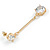 Gold Tone Clear Crystal Bar Drop Earrings - 50mm L - view 4