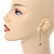 Gold Tone Clear Crystal Bar Drop Earrings - 50mm L - view 2