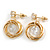 Delicate Multi Circle Cz Drop Earrings In Gold Tone - 25mm Tall - view 2