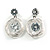 Delicate Multi Circle Cz Drop Earrings In Light Silver Tone - 25mm Tall - view 2