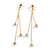 Delicate Gold Tone Chain Cz Dangle Earrings - 8cm Long - view 2