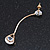 Trendy Teardrop Clear Cz Linear Chain Earrings In Gold Tone Metal - 55mm Tall - view 5