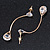 Trendy Teardrop Clear Cz Linear Chain Earrings In Gold Tone Metal - 55mm Tall - view 7