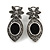 Marcasite Hematite Crystal Teardrop Earrings In Aged Silver Tone - 35mm L