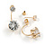 6mm/ 14mm Gold Plated Clear Crystal Half Circle Stud Earrings - 30mm L - view 3