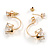 6mm/ 14mm Gold Plated Clear Crystal Half Circle Stud Earrings - 30mm L - view 4