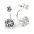 6mm/ 14mm Silver Plated Clear Crystal Half Circle Stud Earrings - 30mm L - view 2