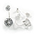 6mm/ 14mm Silver Plated Clear Crystal Half Circle Stud Earrings - 30mm L - view 8