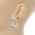 6mm/ 14mm Silver Plated Clear Crystal Half Circle Stud Earrings - 30mm L - view 4