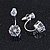 6mm/ 14mm Silver Plated Clear Crystal Half Circle Stud Earrings - 30mm L