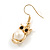 Gold Tone Faux Pearl Owl Drop Earrings - 37mm Tall - view 4