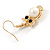 Gold Tone Faux Pearl Owl Drop Earrings - 37mm Tall - view 5
