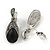 Vintage Inspired Hematite Crystal Black Bead Teardrop Clip On Earrings In Aged Silver Tone - 30mm Tall - view 2