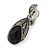 Vintage Inspired Hematite Crystal Black Bead Teardrop Clip On Earrings In Aged Silver Tone - 30mm Tall - view 3