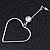 Long Open Heart Crystal Drop Earrings In Silver Tone Metal - 75mm Tall - view 4