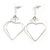 Long Open Heart Crystal Drop Earrings In Silver Tone Metal - 75mm Tall - view 1