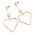 Long Open Heart Crystal Drop Earrings In Gold Tone Metal - 75mm Tall - view 3