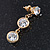 Delicate Clear CZ Drop Earrings In Gold Tone Metal - 35mm Tall - view 5