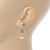 Delicate Clear CZ Drop Earrings In Gold Tone Metal - 35mm Tall - view 3