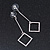 Long Crystal Geometric Dangle Earrings In Silver Tone Metal - 60mm Long - view 8
