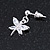 Delicate Small CZ Butterfly Drop Earrings In Silver Tone - 20mm Long - view 5