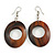 Trendy Brown Oval Wood Drop/ Hoop Earrings - 60mm L - view 3