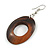 Trendy Brown Oval Wood Drop/ Hoop Earrings - 60mm L - view 4
