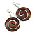 Trendy Dark Brown Wood 'Hook' Drop Earrings - 60mm Long