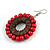 Cherry Red/ Brown Wood Bead Hoop Earrings - 65mm Long - view 4