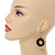 Natural/ Brown Wood Bead Hoop Earrings - 65mm Long - view 2