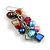 Multicoloured Glass Bead, Shell Nugget Cluster Dangle/ Drop Earrings In Silver Tone - 60mm Long - view 5