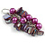 Purple Glass Bead, Shell Nugget Cluster Dangle/ Drop Earrings In Silver Tone - 60mm Long - view 5